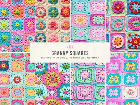 Download Granny Square Crochet Seamless Patterns - Square Collection